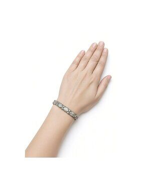 925 Sterling Silver Geometric Link Bracelet 7 Inch Box Clasp Safety Catch 18g